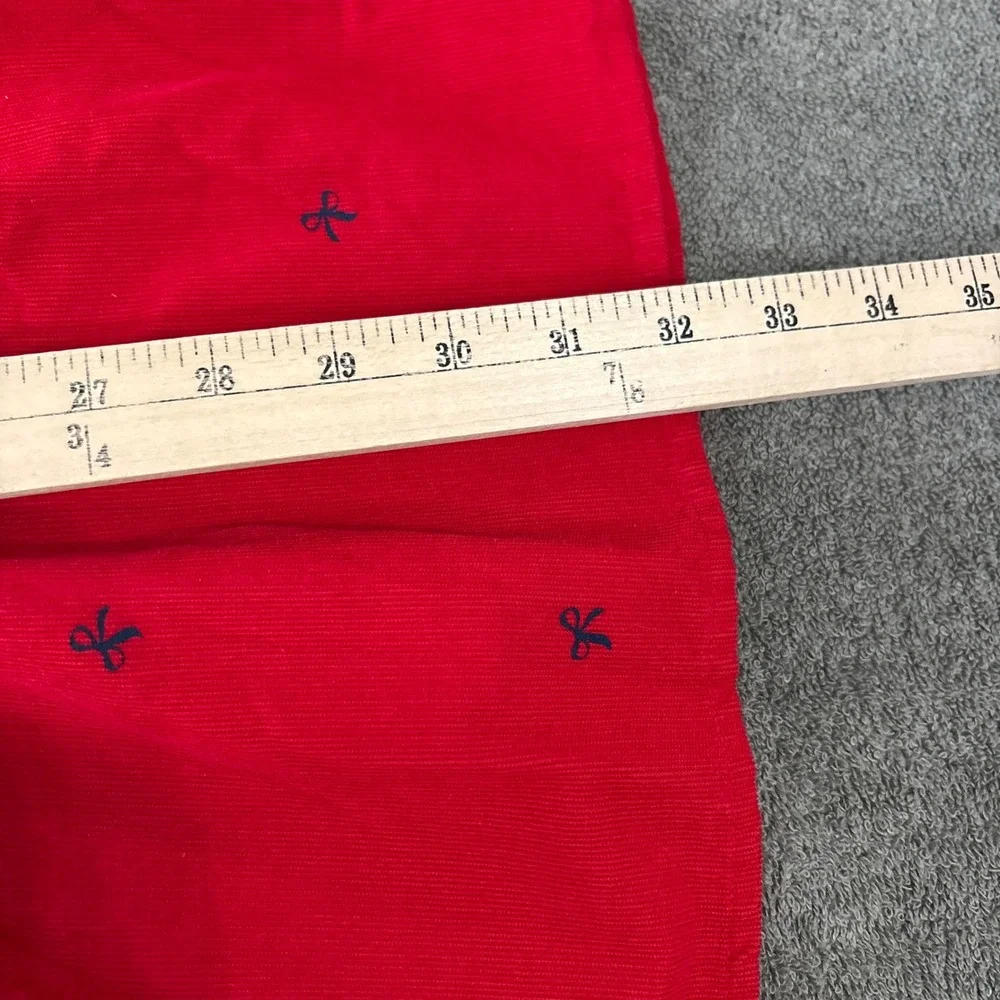 Vineyard Vines Dress Girl M 12-14 Red Corduroy Bow Smocked Tiered Preppy Holiday